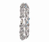 Lagos Caviar 3 Row Blue Topaz Station Bracelet in Sterling & 18K Yellow Gold