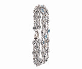 Lagos Caviar 3 Row Blue Topaz Station Bracelet in Sterling & 18K Yellow Gold