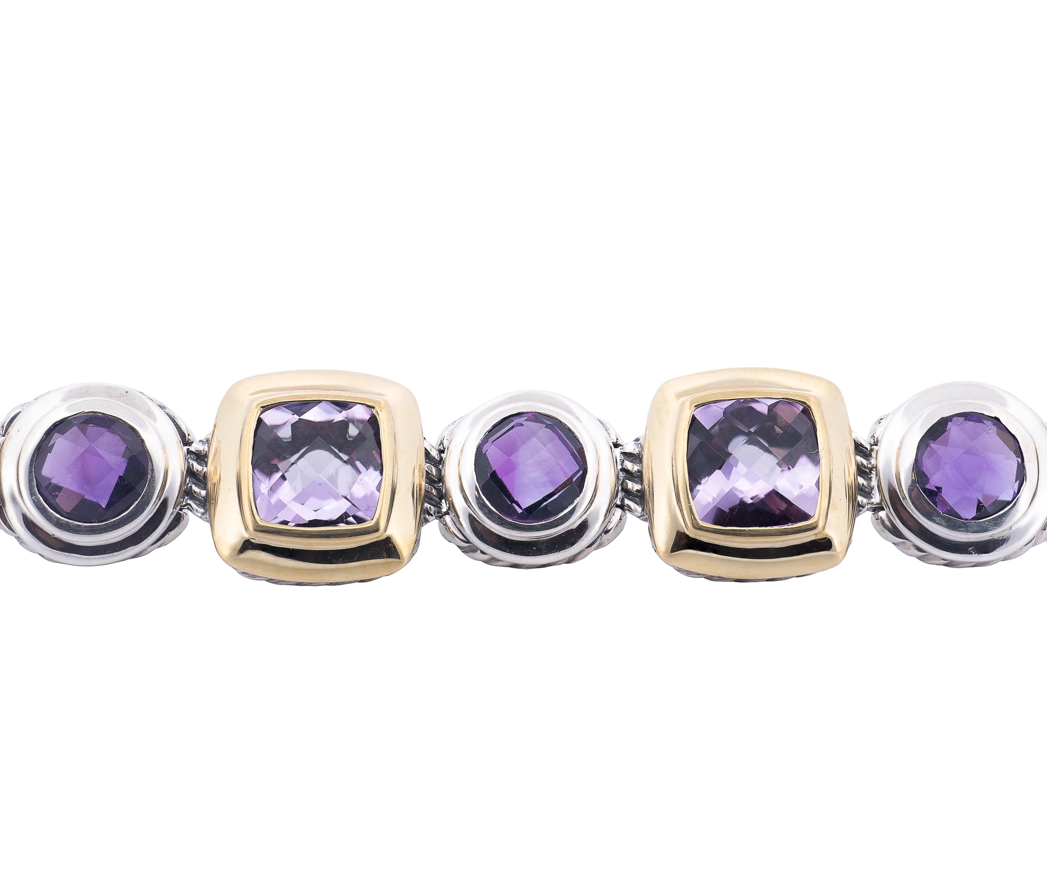 David Yurman Renaissance Amethyst Bracelet in Sterling Silver & 18K Yellow Gold