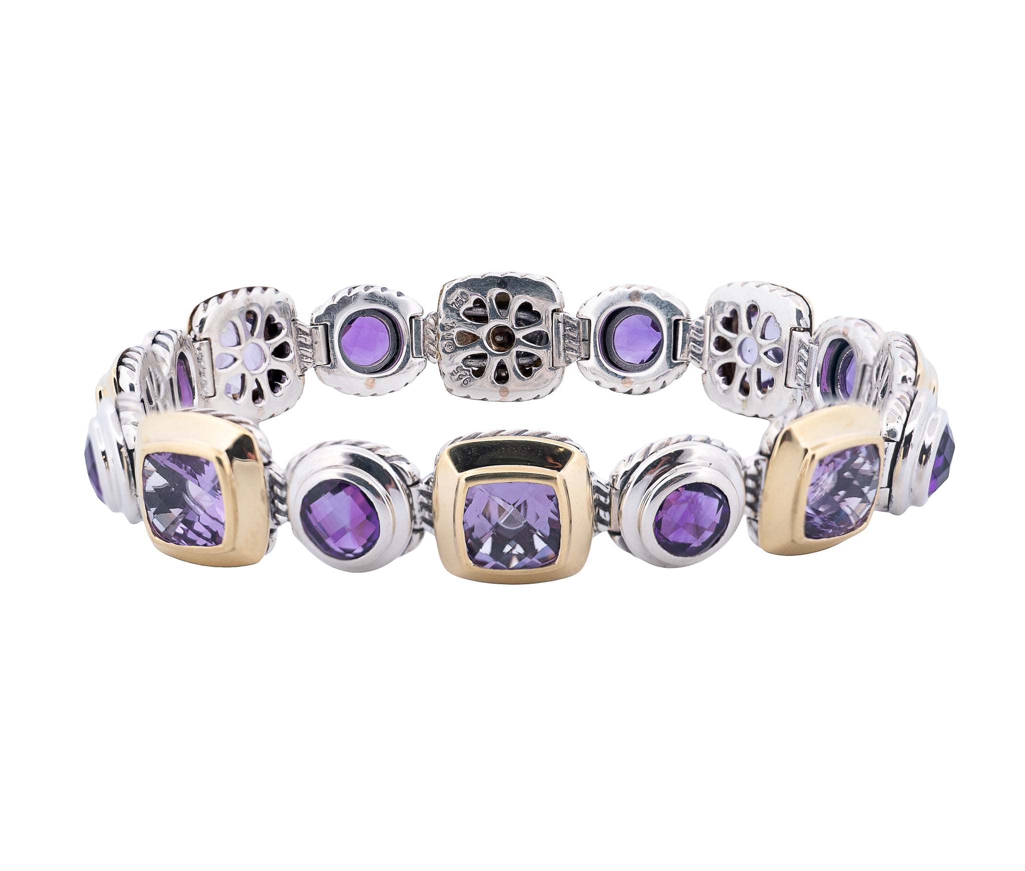 David Yurman Renaissance Amethyst Bracelet in Sterling Silver & 18K Yellow Gold