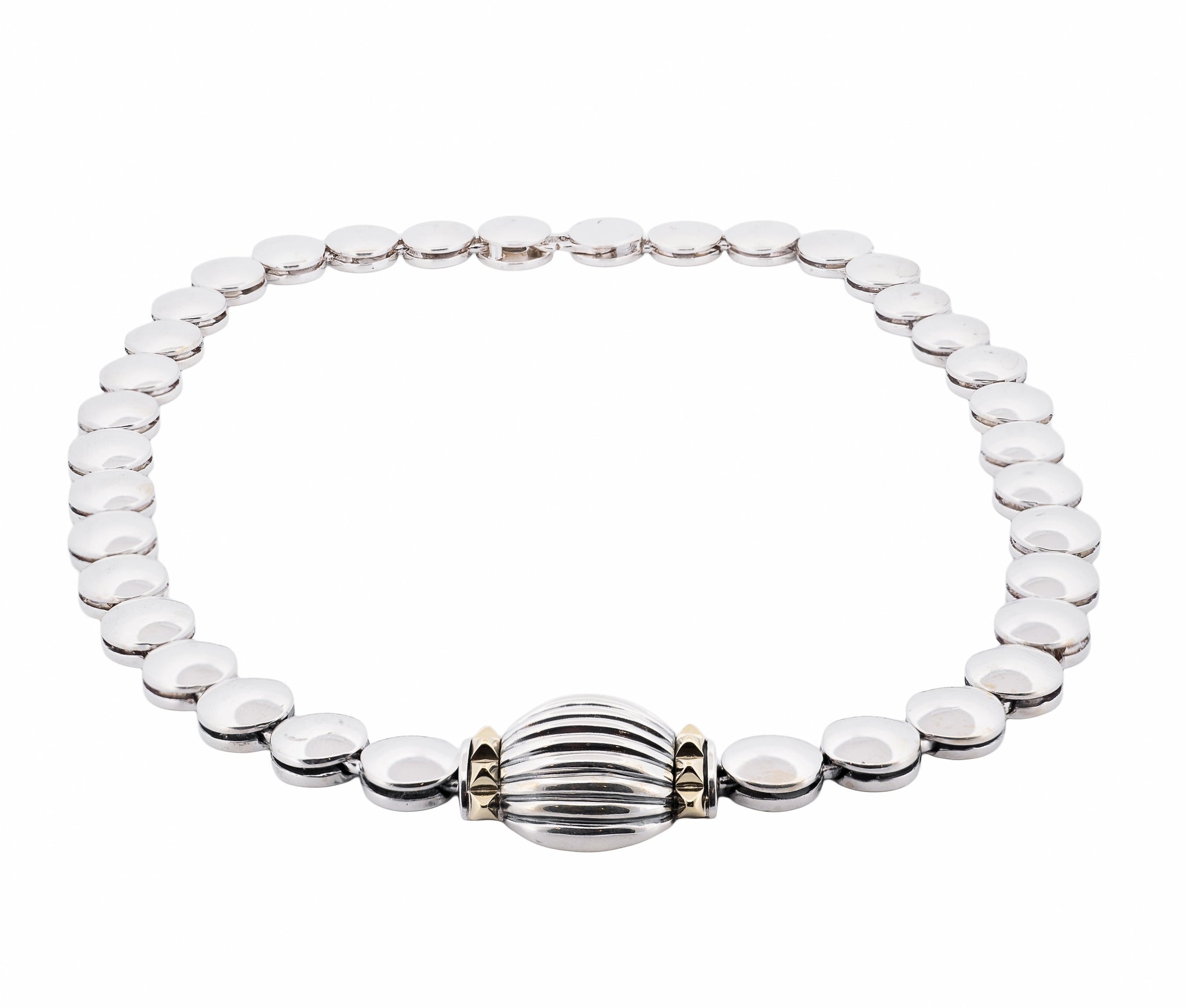 Lagos Caviar Sterling Silver and 18K Yellow Gold Dot Necklace