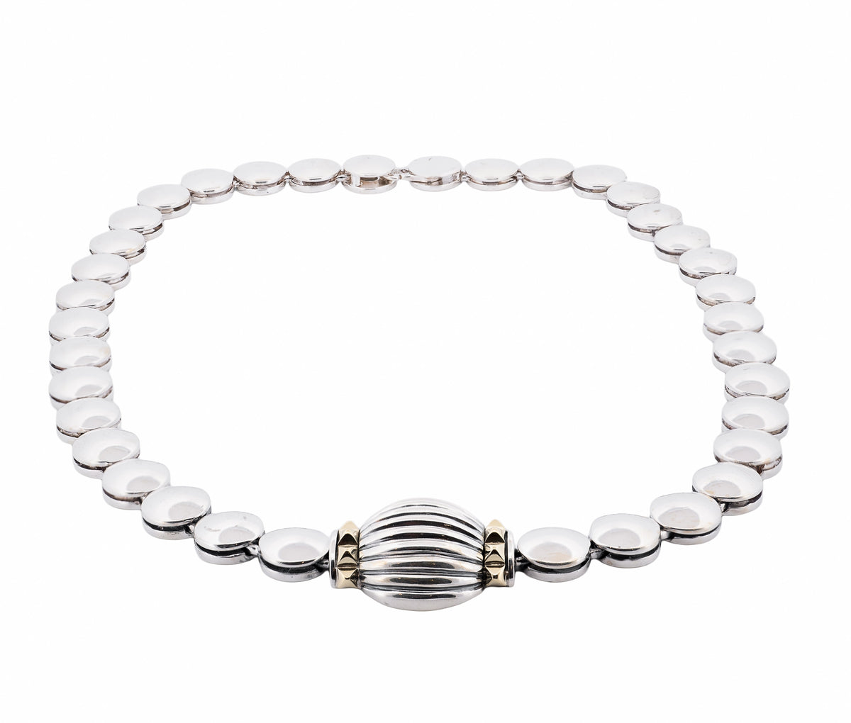 Lagos Caviar Sterling Silver and 18K Yellow Gold Dot Necklace