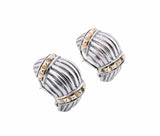 Lagos Caviar Sterling Silver and 18K Yellow Gold Large Leverback Earrings