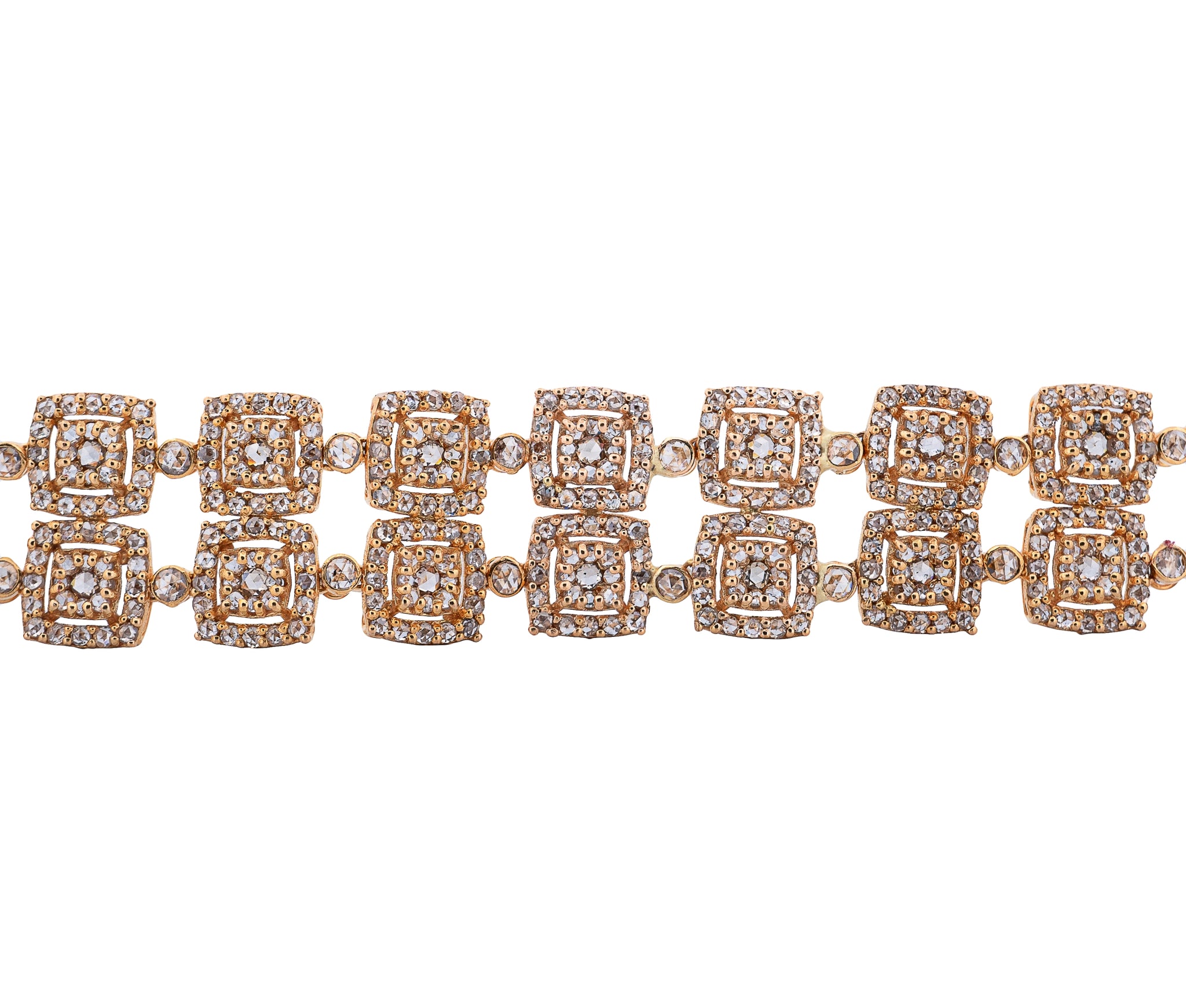 22K Yellow Gold 11.0cttw. Diamond Halo Style Diamond Bracelet
