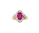 18K Yellow Gold Ruby and Diamond Fashion Ring