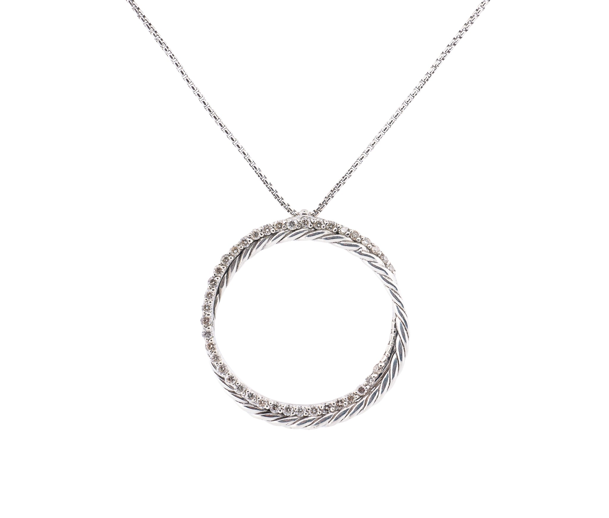 David Yurman Sterling Silver Diamond Necklace