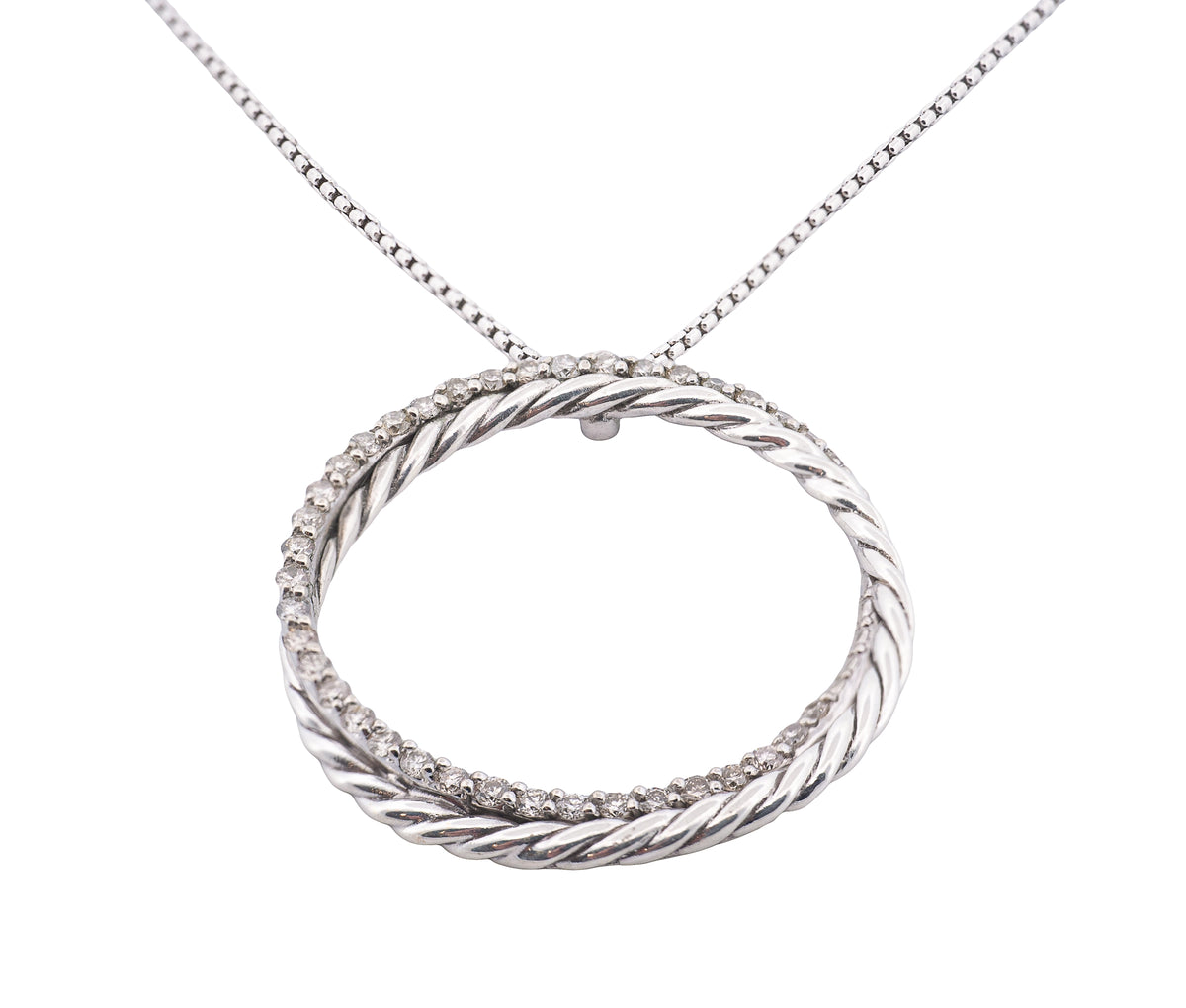 David Yurman Sterling Silver Diamond Necklace