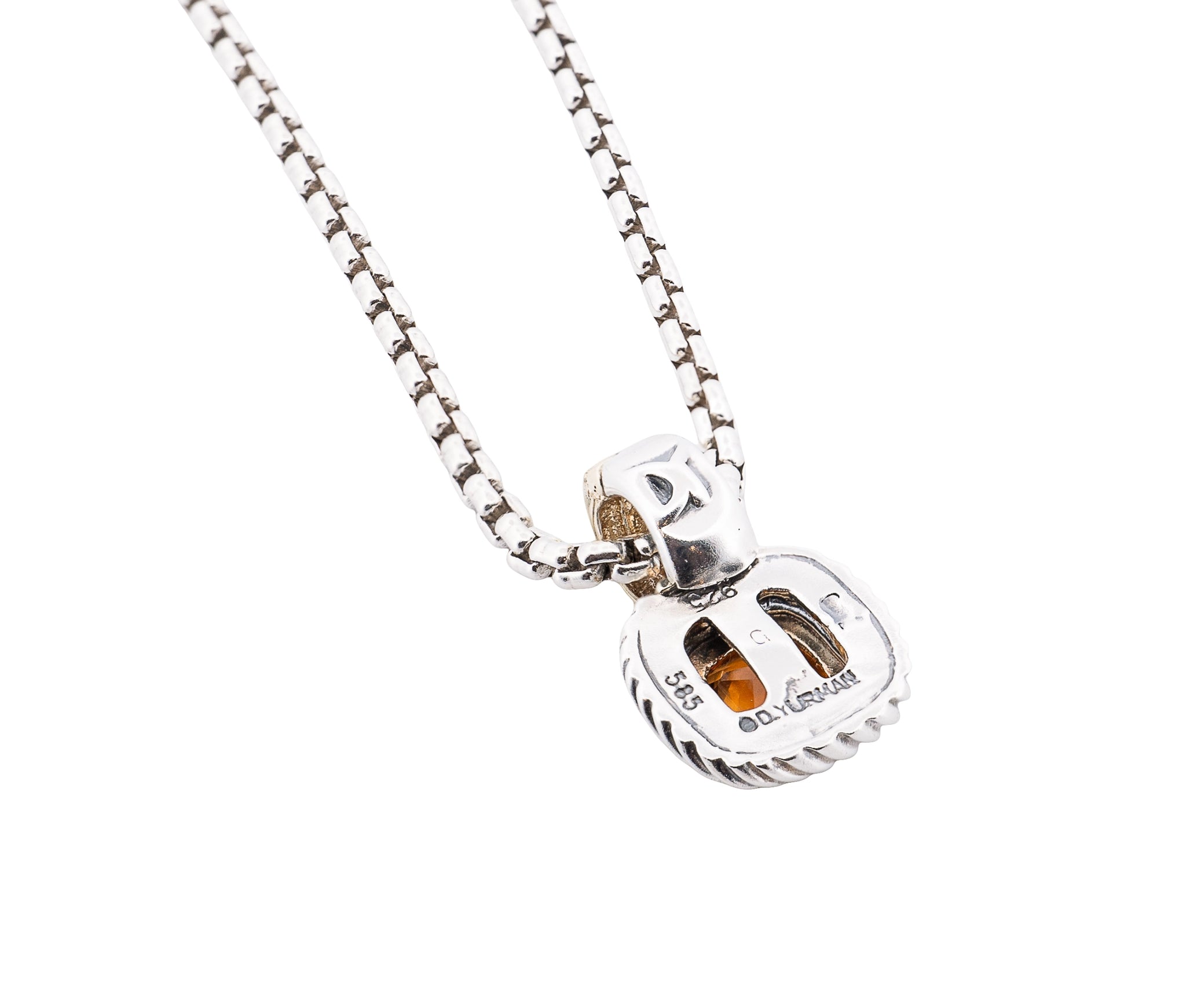 David Yurman Albion Sterling Silver and 14K Yellow Gold Citrine Necklace 7mm