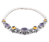 Lagos Caviar Sterling & 18K Yellow Gold Amethyst & Citrine Necklace