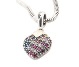 Lagos Caviar Sterling & 18K YG Arcadian Gemmed American Flag Heart Necklace