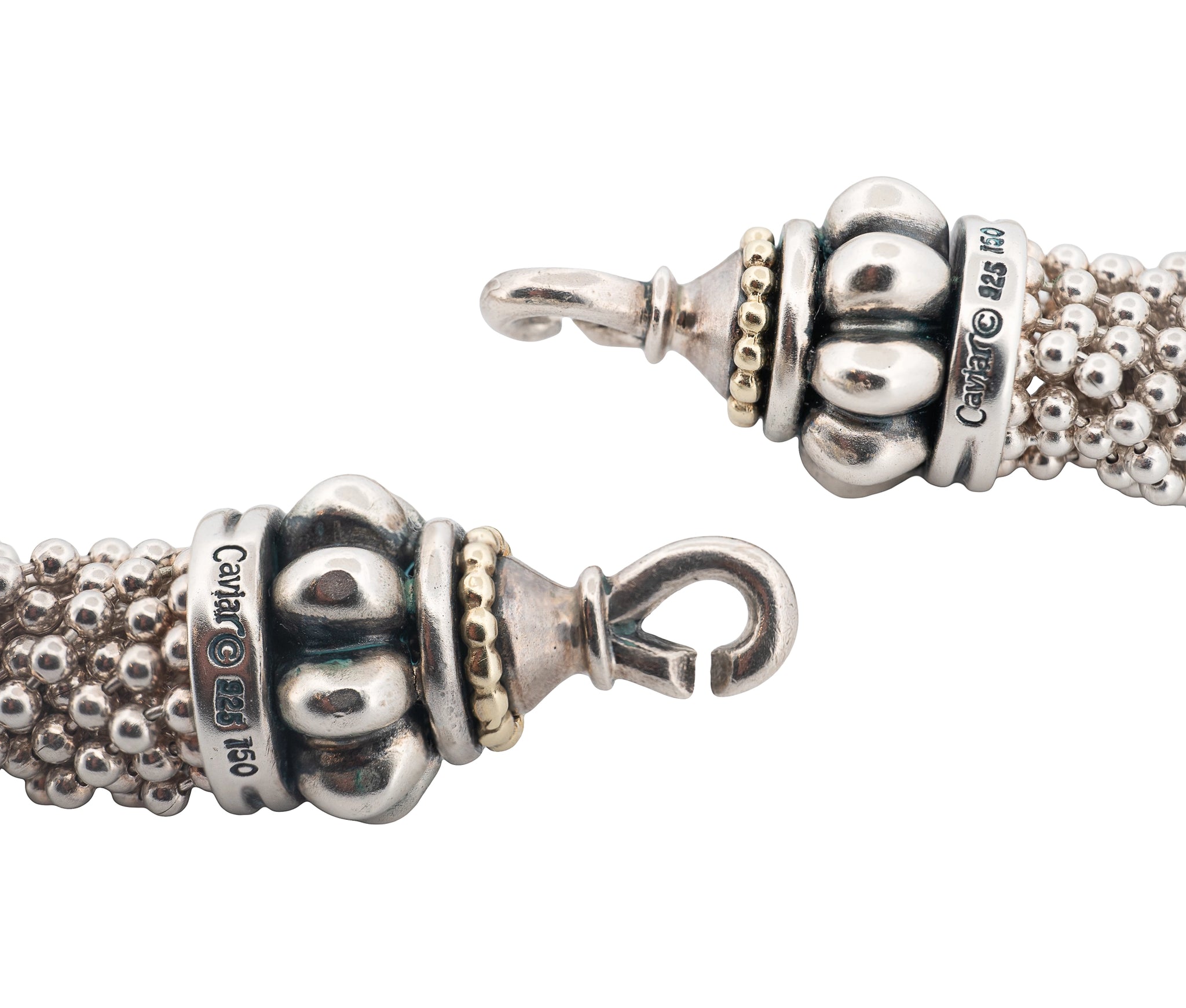 Lagos Caviar Sterling Silver and 18K Yellow Gold Multi Strand Bead Necklace