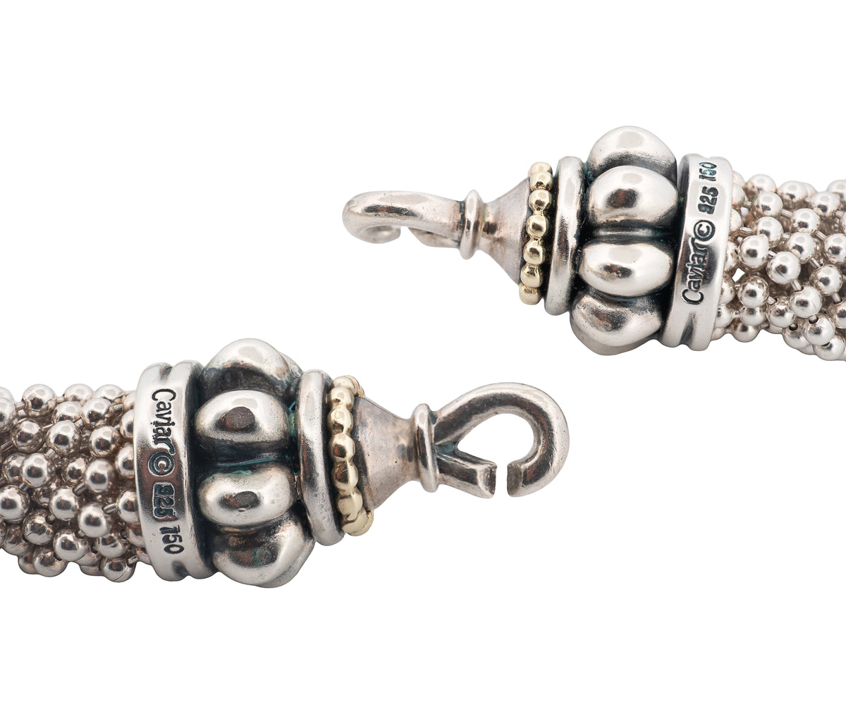 Lagos Caviar Sterling Silver and 18K Yellow Gold Multi Strand Bead Necklace