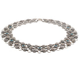 Lagos Caviar Sterling Silver & 18K Yellow Gold Blue Topaz 3-Row Daisy Choker