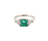 14KT White Gold Lady's Emerald And Diamond Ring