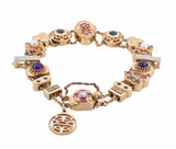 14K Yellow Gold Colored Gem and 0.20Ct Diamond Slide Bracelet