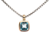 David Yurman Blue Topaz Necklace Sterling Silver 18K Gold