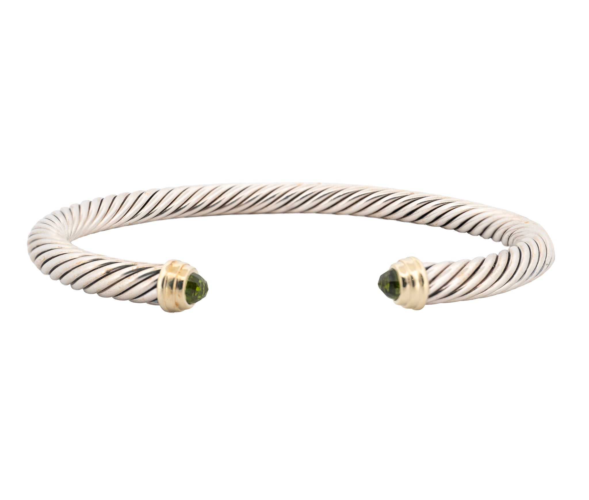 David Yurman 14K Gold, Sterling, & Peridot Cable Bracelet