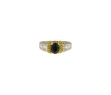 18K White & Yellow Gold Fancy Yellow and White Diamonds & Natural Sapphire Ring