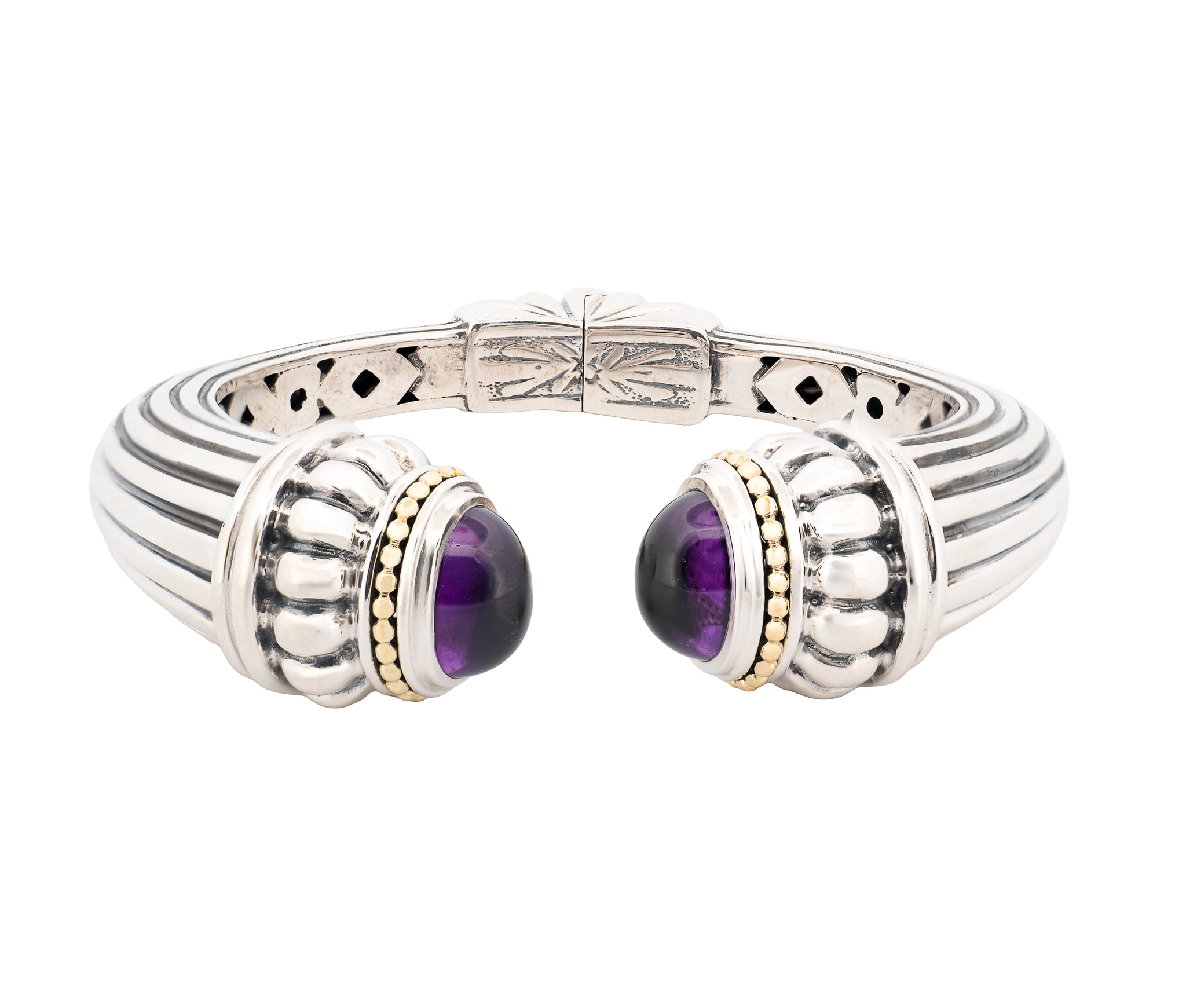 Lagos Caviar 18K Gold & Silver Amethyst Cuff Bracelet