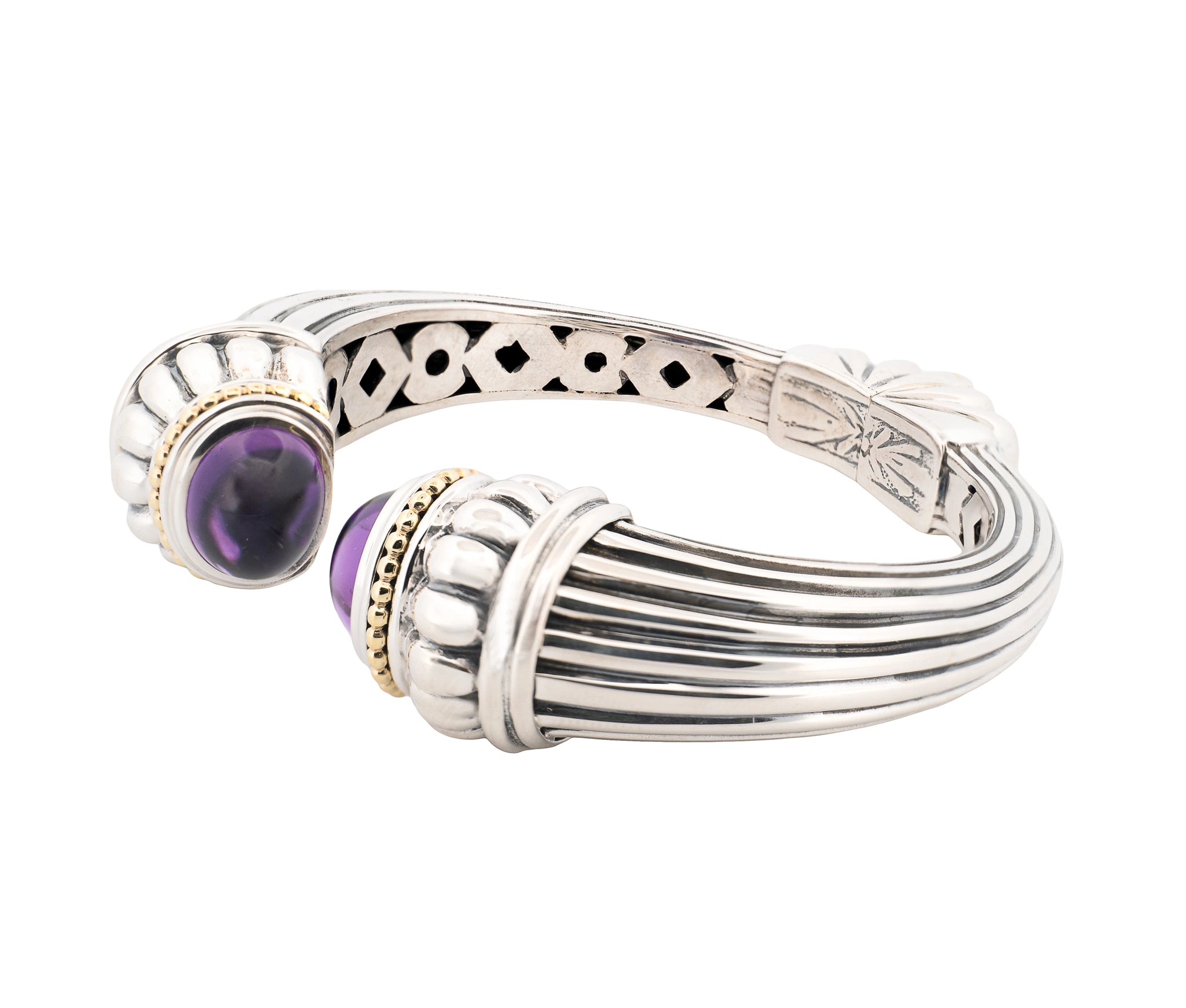 Lagos Caviar 18K Gold & Silver Amethyst Cuff Bracelet