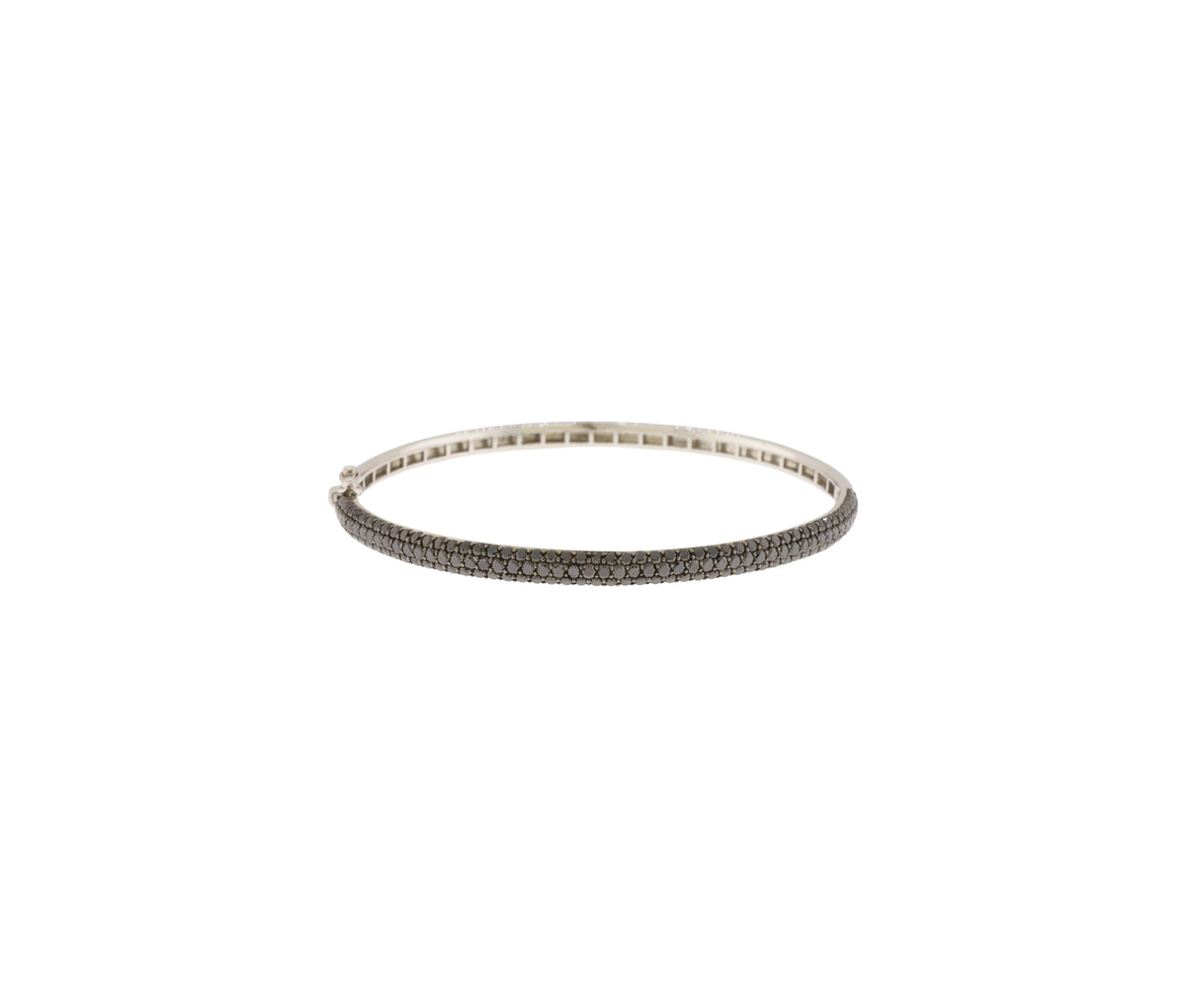 EFFY 14K White Gold 3.12Ct Fancy Black Diamond Hinge Bangle Bracelet