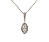 14KT White Gold East-West Set Marquise Diamond, Halo Style Pendant Chain