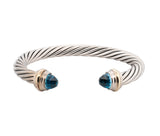 David Yurman 14K Gold, Sterling, & Topaz Cable Cuff Bracelet
