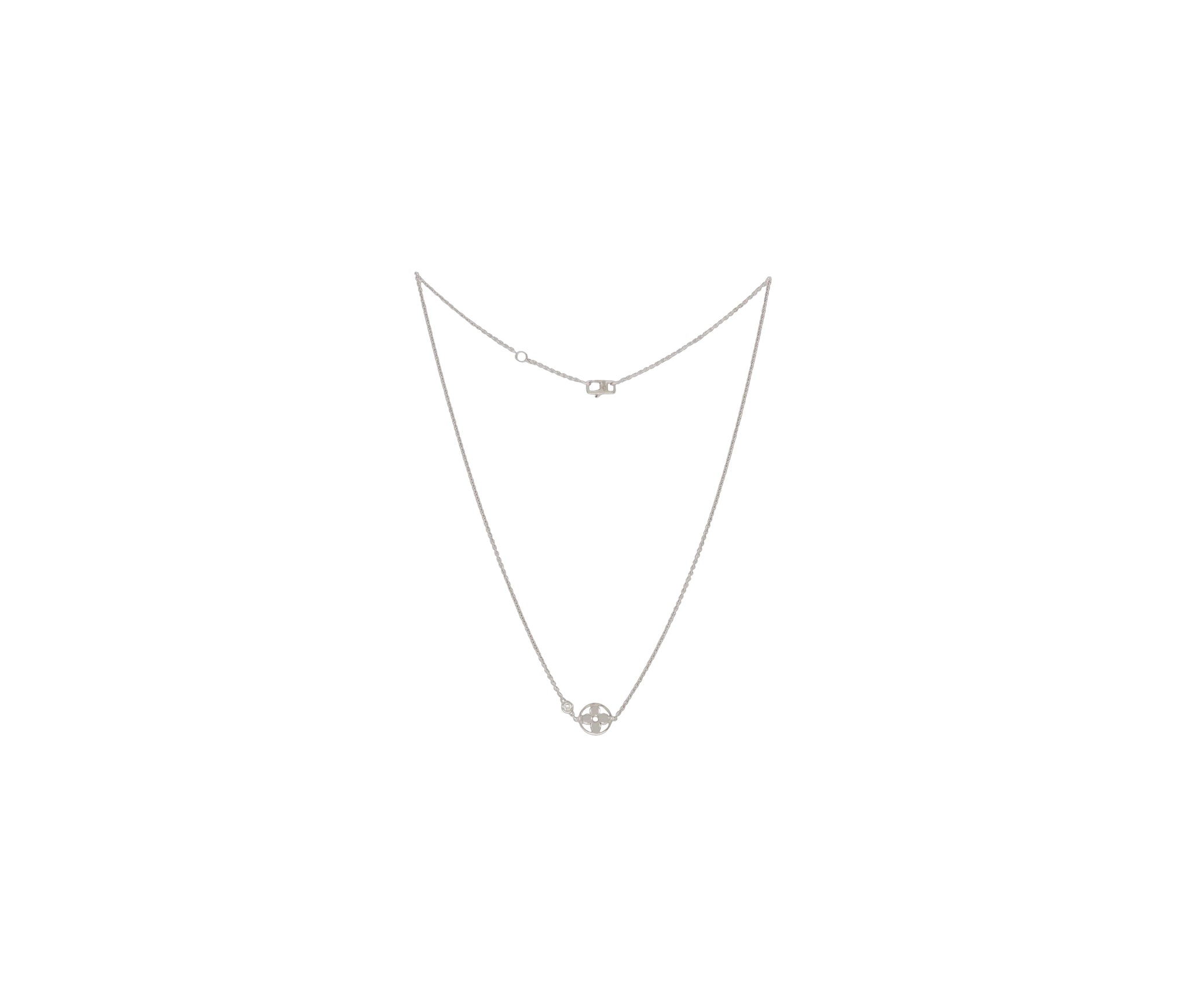 Louis Vuitton 18K White Gold 0.04Ct Diamond Idylle Blossom Pendant Necklace