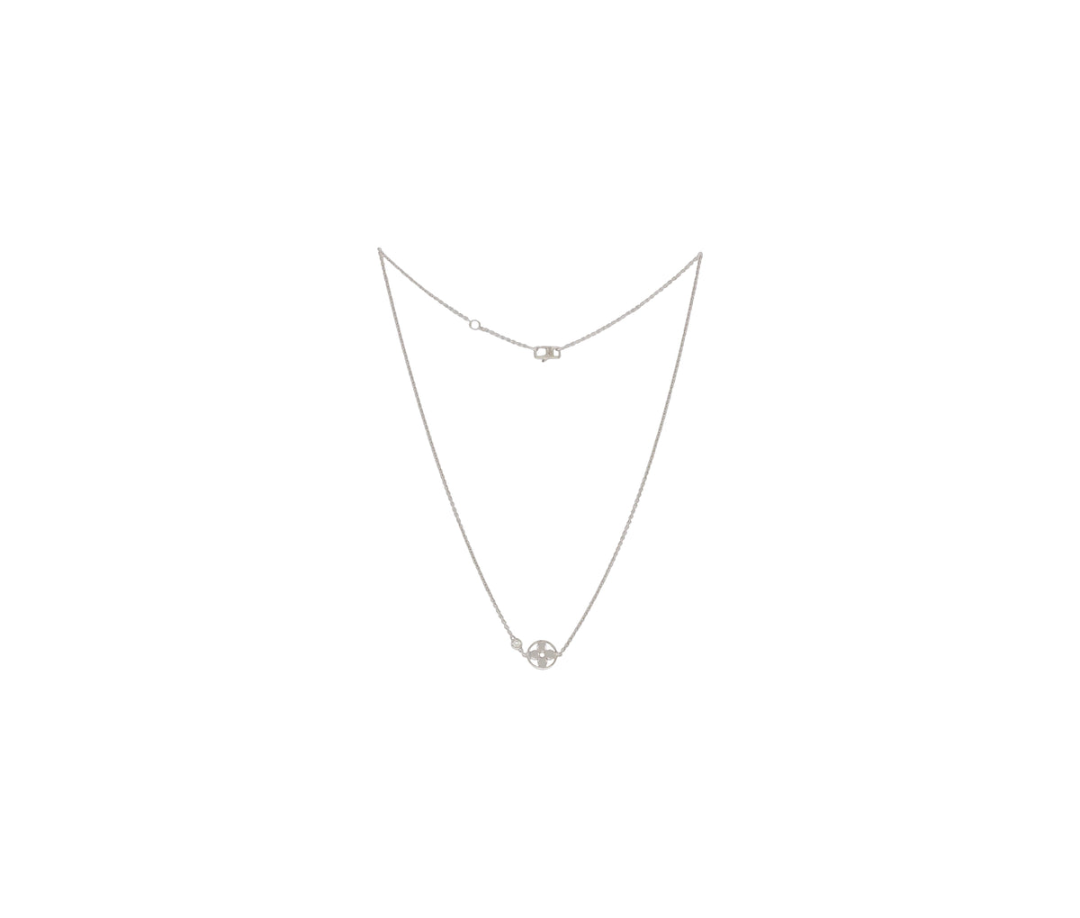Louis Vuitton 18K White Gold 0.04Ct Diamond Idylle Blossom Pendant Necklace