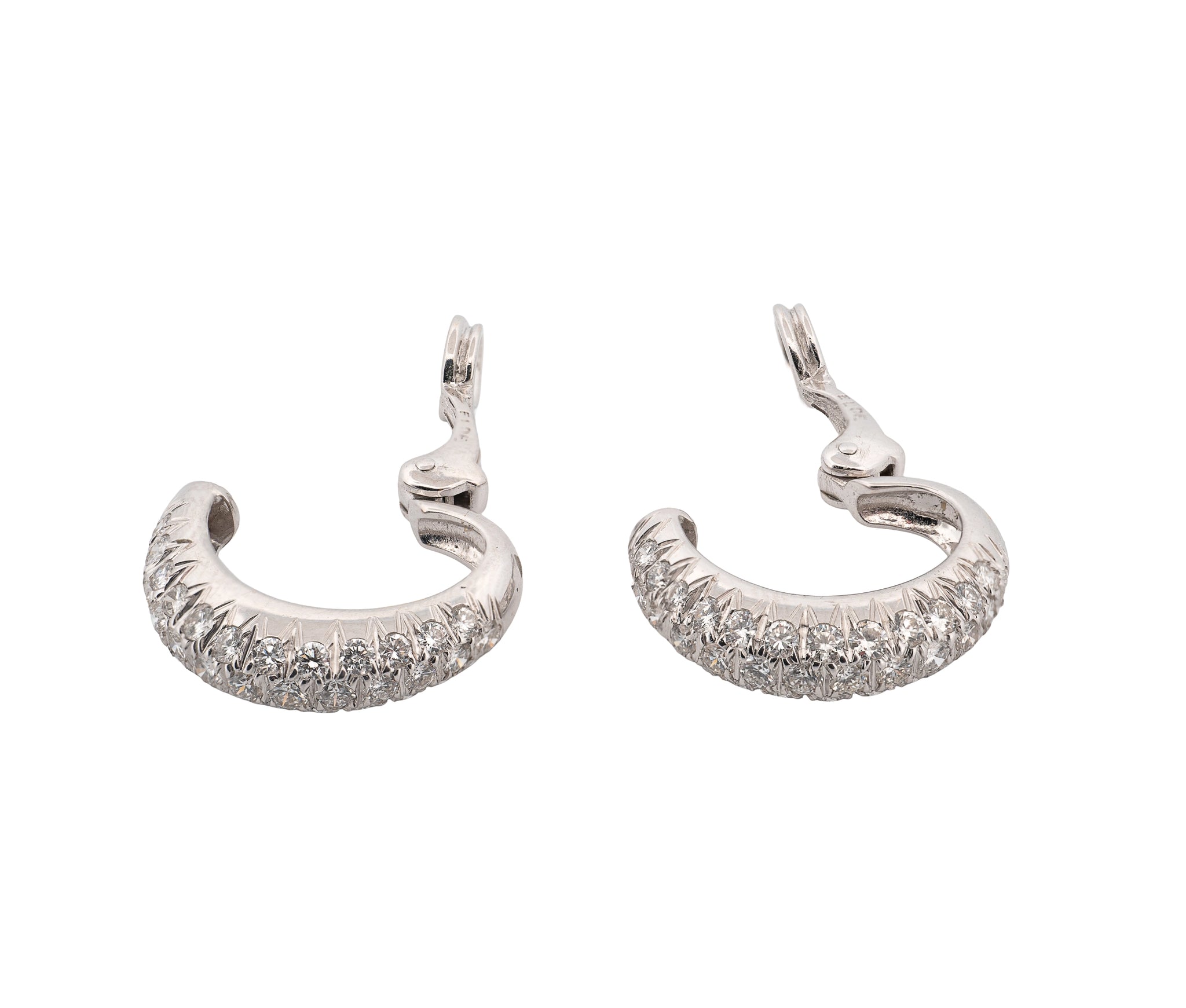 14K White Gold 2.15Ct Diamond Hoop Earrings