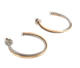 David Yurman Sterling Silver & 18K Yellow Gold Hoop Earrings