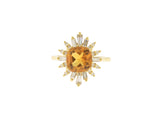 18K Yellow Gold Diamond and Citrine Ballerina Style Ring