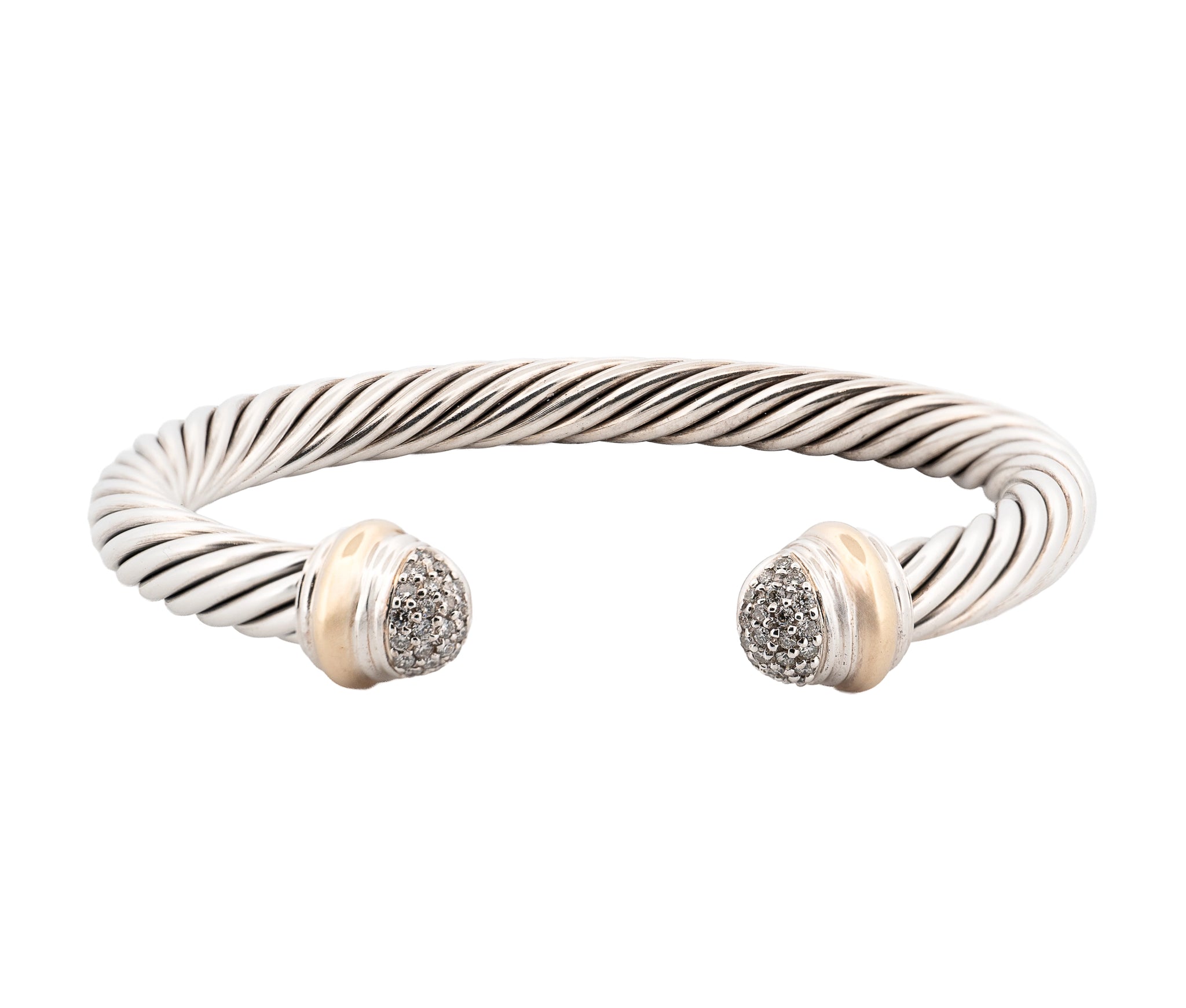 David Yurman Classic Cable Bracelet in Sterling & 18K Gold with 0.49Ct Diamonds
