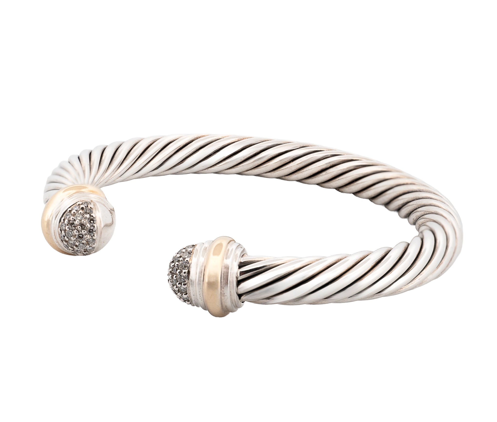 David Yurman Classic Cable Bracelet in Sterling & 18K Gold with 0.49Ct Diamonds