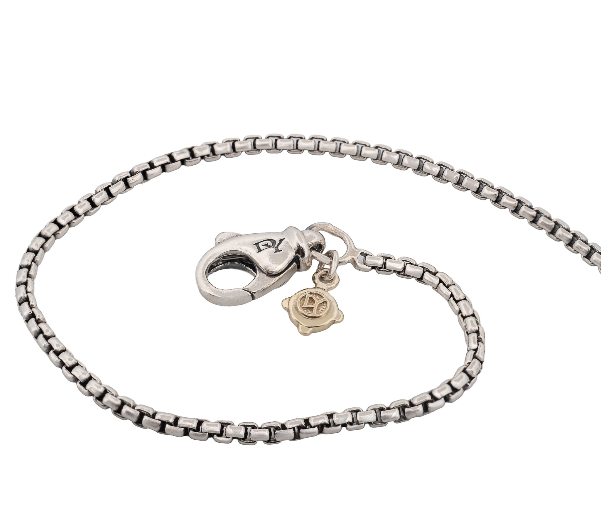 David Yurman Woman’s Box Chain Necklace in Sterling with 14K Gold Accent 1.7mm