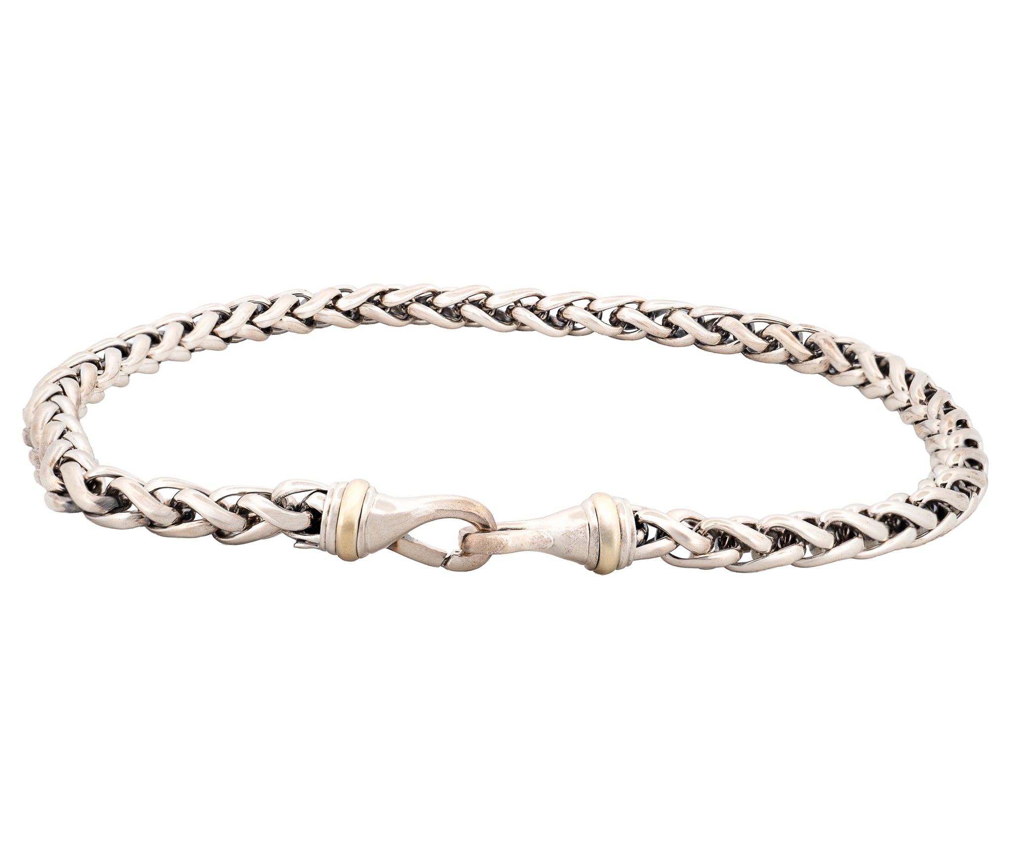 David Yurman Sterling Silver & 14k Gold Wheat Chain Necklace 8mm 17In