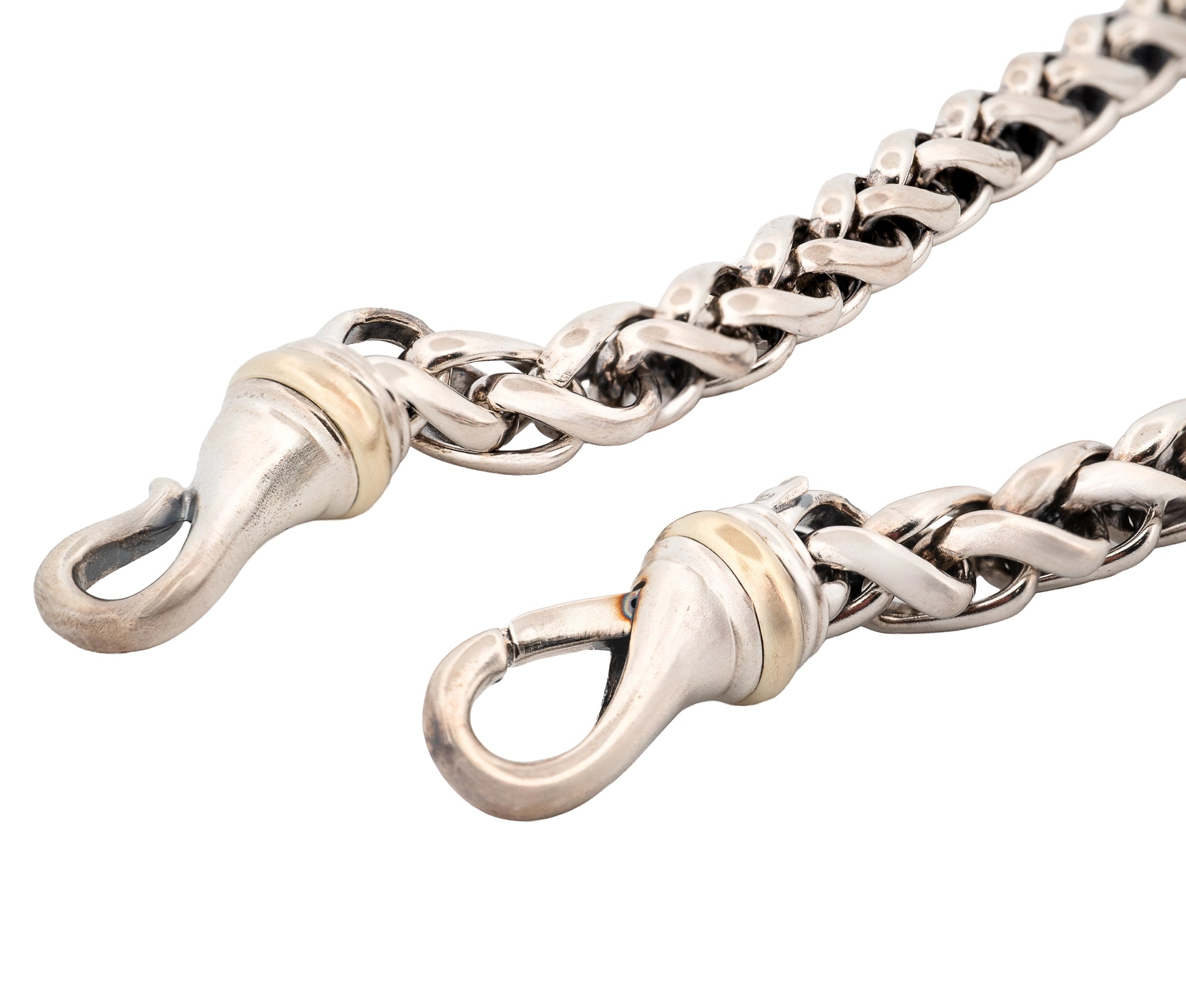 David Yurman Sterling Silver & 14k Gold Wheat Chain Necklace 8mm 17In