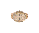 18K Rose Gold Diamond, Morganite & Natural Ruby & Yellow Sapphire Fashion Ring