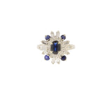 14K White Gold Diamond & Natural Sapphire Ballerina Style Ring