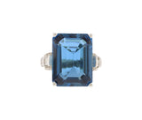 14K White Gold London Blue Topaz & Diamond Ring