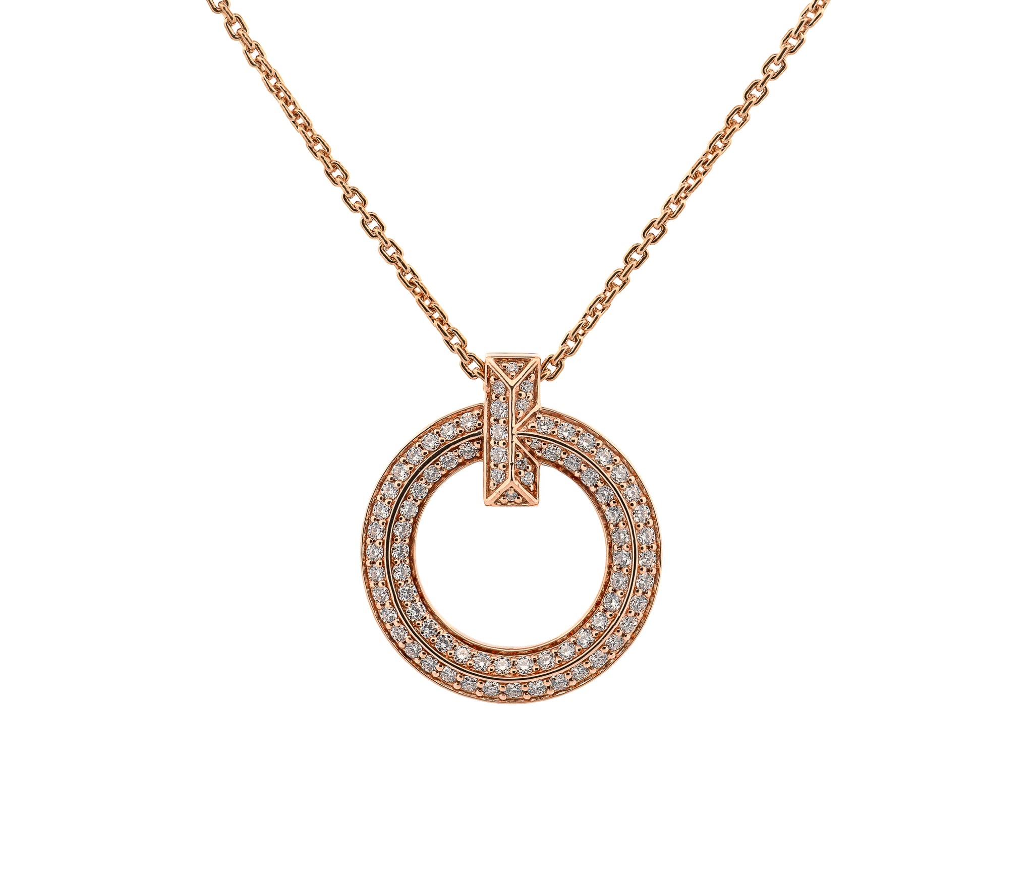 Tiffany T1 18K Rose Gold Diamond Circle Pendant