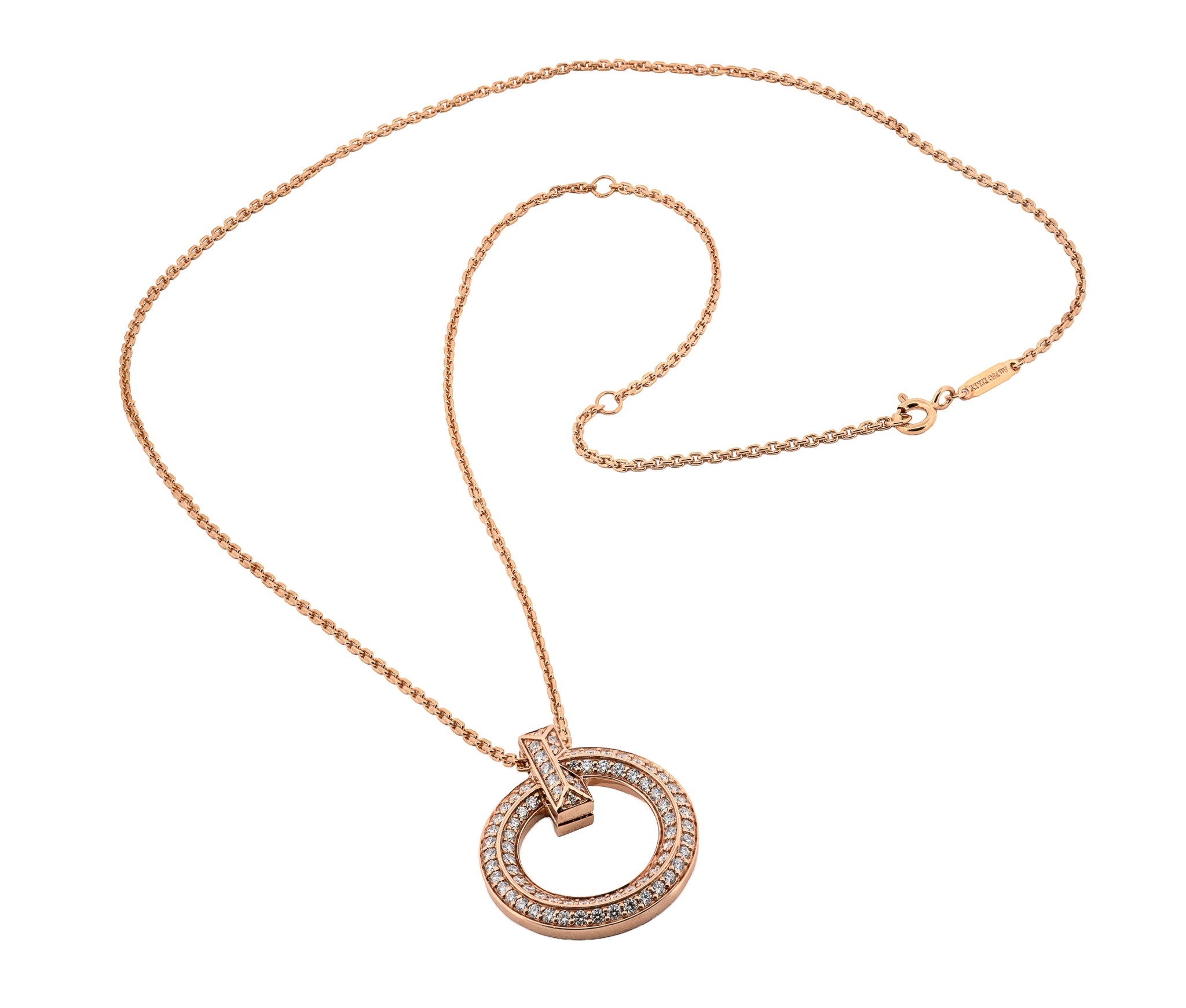 Tiffany T1 18K Rose Gold Diamond Circle Pendant