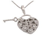 Tiffany & Co. 18K 1.92ctw Diamond Heart & Key Filigree Pendant