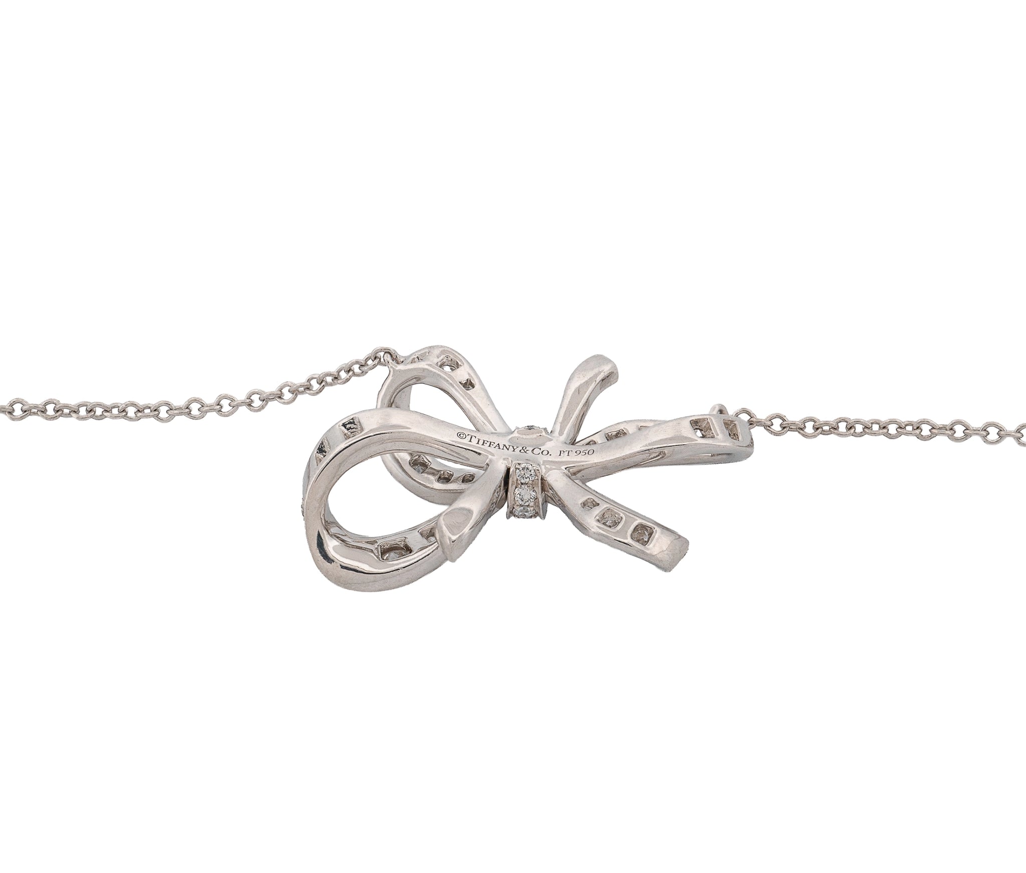 Tiffany & Co. Platinum 0.43Ct Diamond Ribbon Pendant Necklace