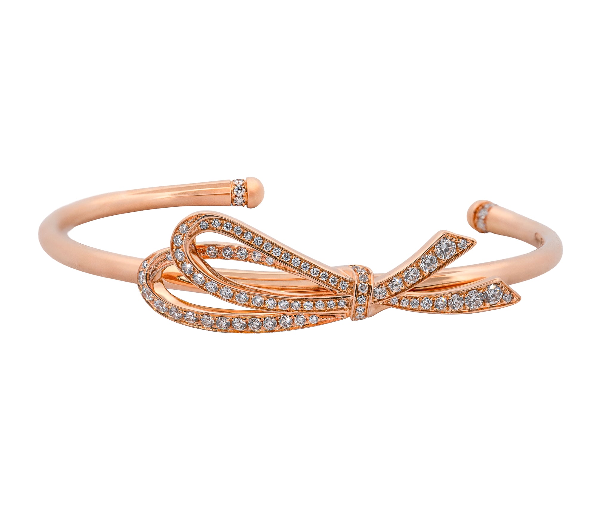 Tiffany & Co. Diamond Bow Cuff in 18 Karat Rose Gold 0.82 Carat