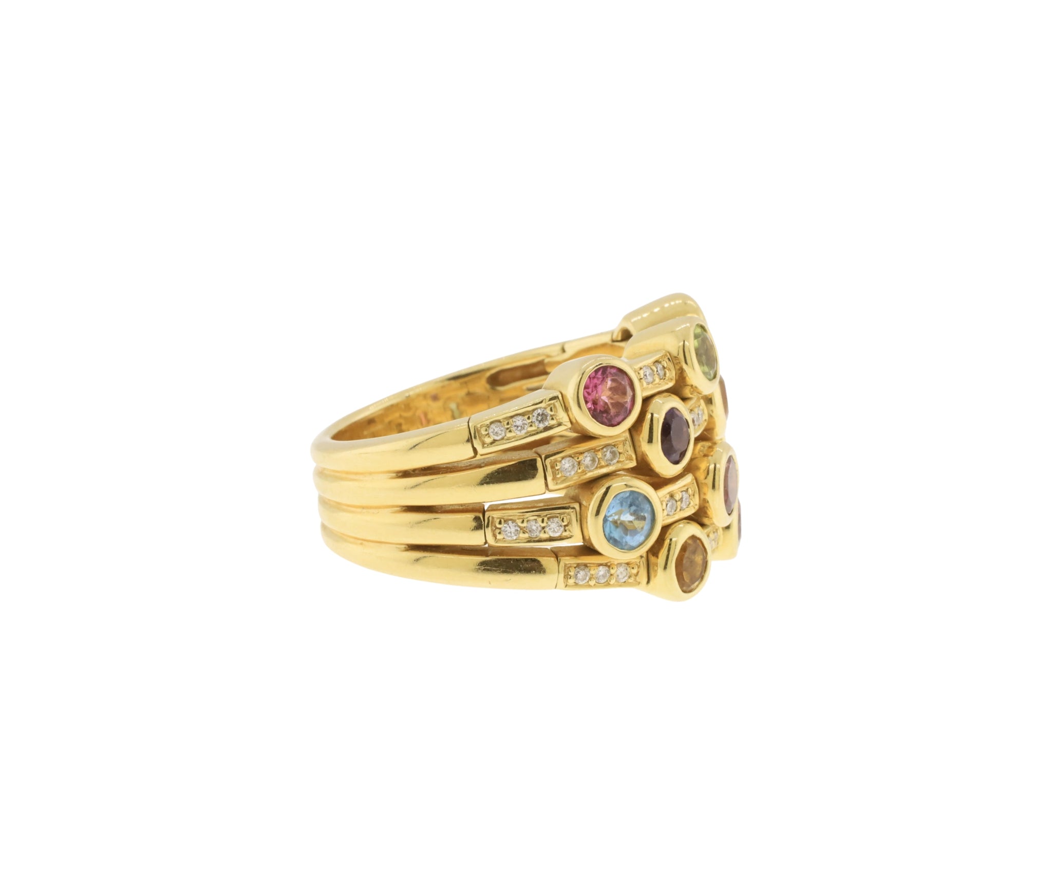 14K Yellow Gold Authentic Sonia B. Diamond and Gemstone Ring