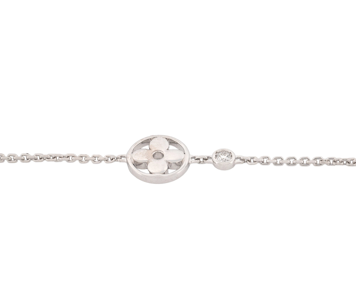 Louis Vuitton 18K White Gold 0.04Ct Diamond Idylle Blossom Pendant Necklace
