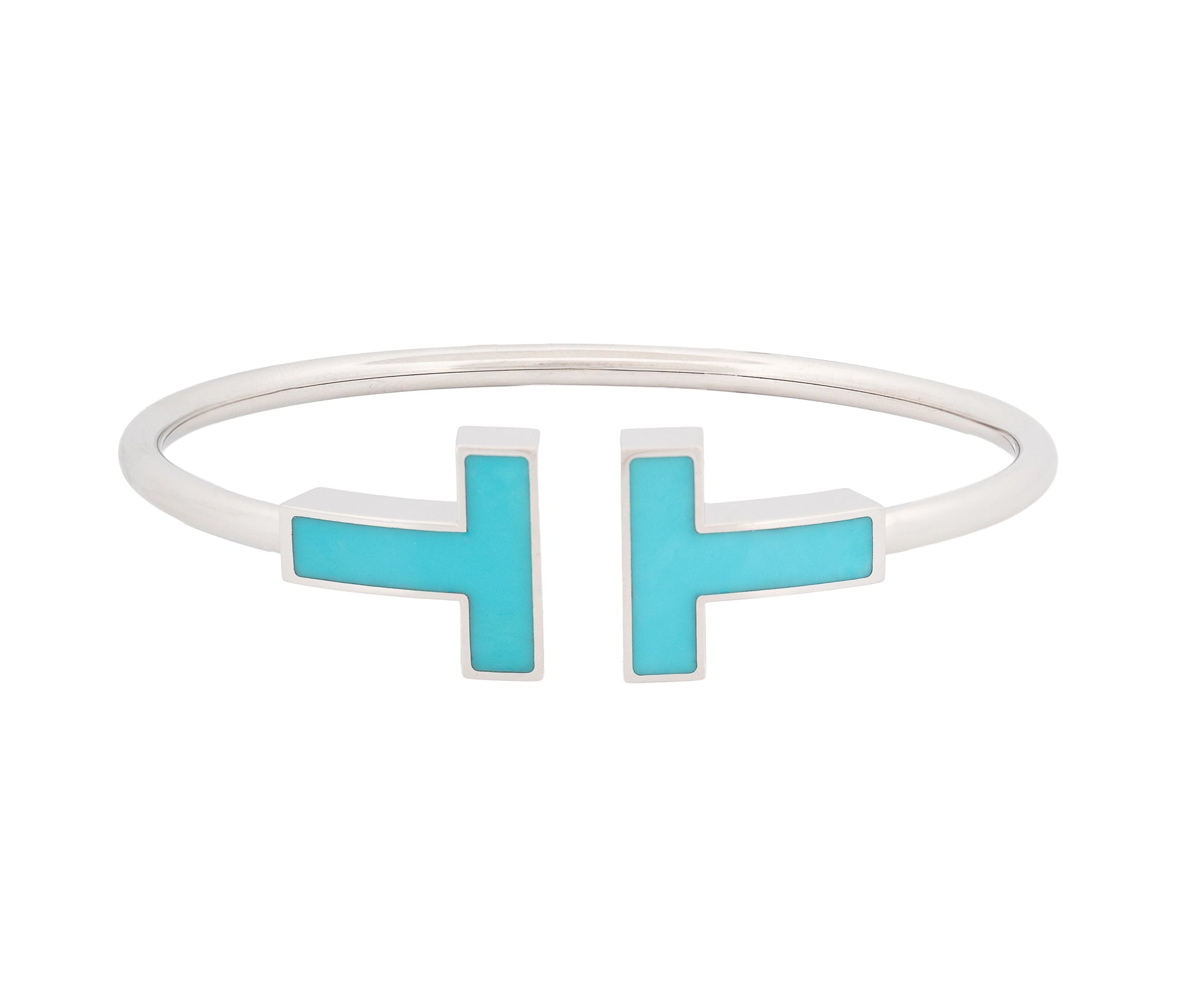 Tiffany and Co  Turquoise T Wire Bracelet in 18K White Gold