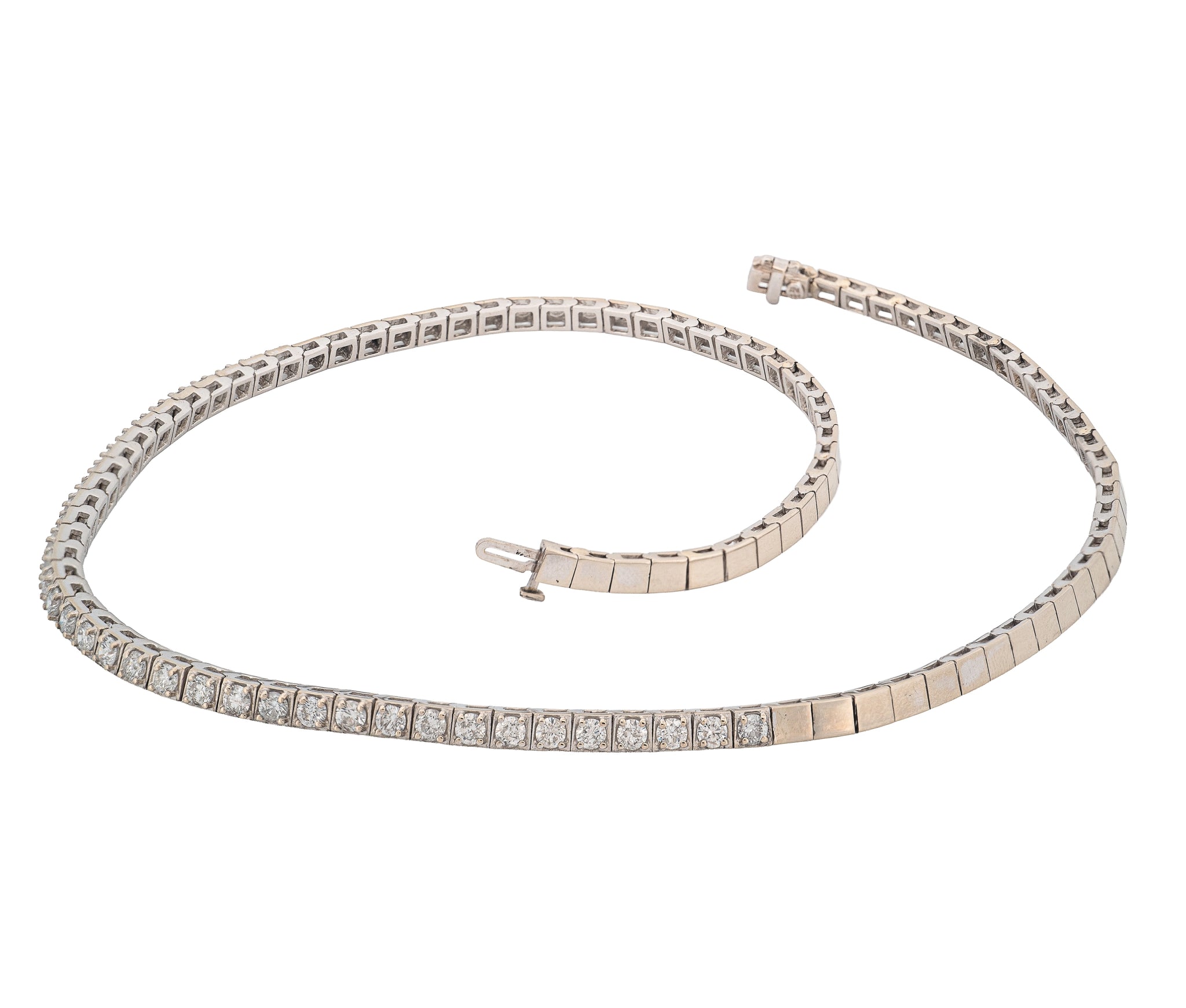 14K White Gold Diamond Half Eternity Necklace
