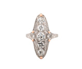 Platinum Navette Antique Diamond Ring